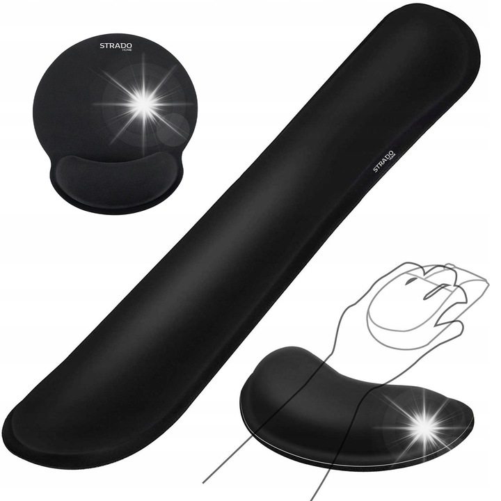 Strado ergonómikus egér- és csuklótámasz készlet, 3 db, fekete, 25x22,5x2,2cm