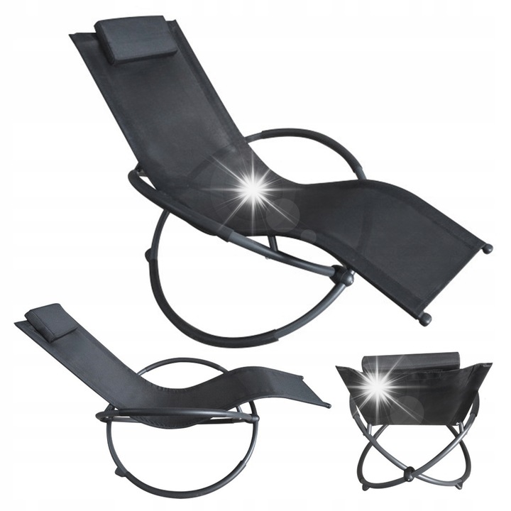 Lezak Zero Gravity, Nuforma, черен, 166x78x85см, максимален капацитет 150кг, комплект за релакс за градина и тераса