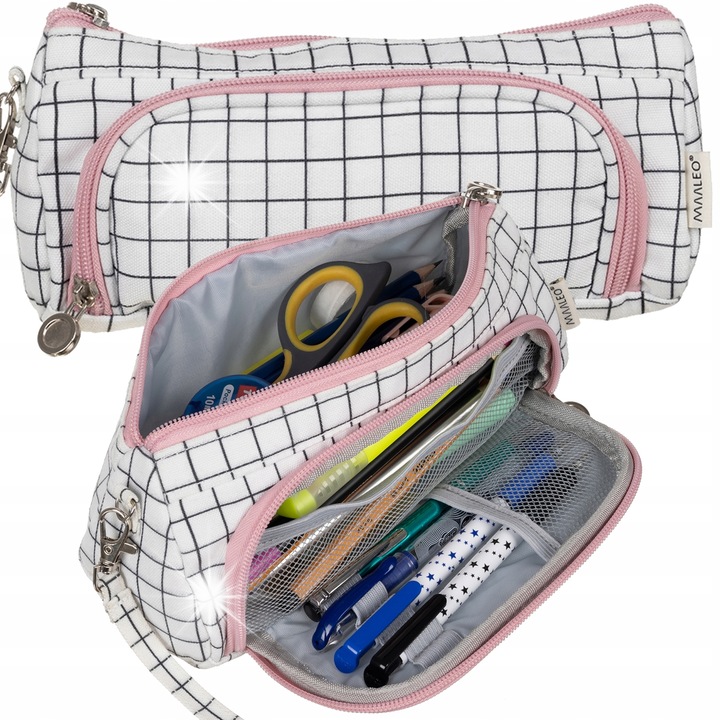 Maaleo dupla tolltartó, fehér kockás, 2 rekeszes, 6x11x22cm