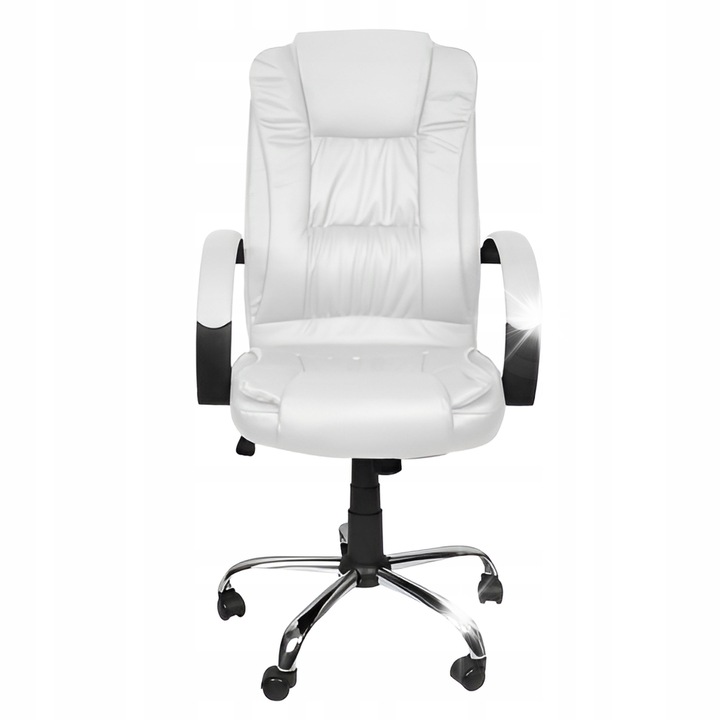 Scaun de birou Malatec, ergonomic, cu masaj, alb, 62x68x111-121cm, set cu pilot