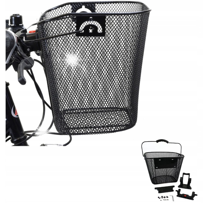 Кошница за велосипед Retoo, метална, 33x25x24см, капацитет 6кг, клик система, ергономични дръжки