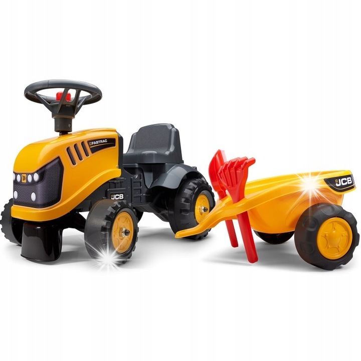 Tractor pentru copii Falk JCB cu remorca detasabila, 25kg, 1-3 ani, multicolor