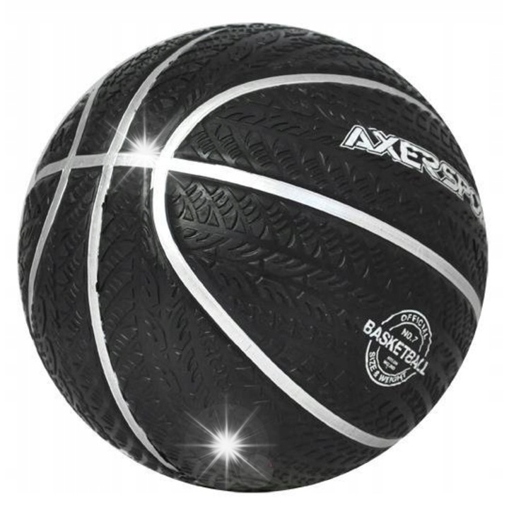 Minge de baschet Axer Sport, dimensiune 7, negru, cauciuc