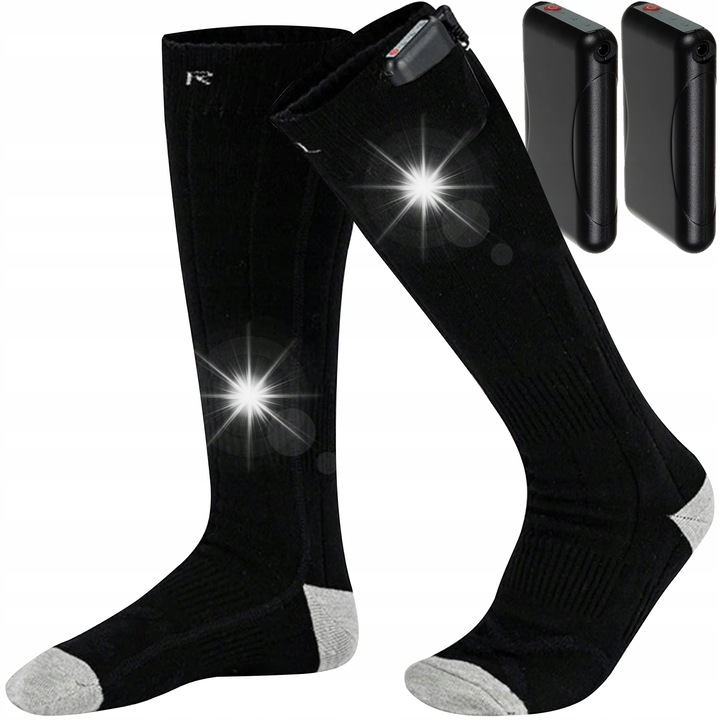 Електрически отопляеми чорапи Trizand, комплект с 2 батерии, универсални 36-44, черни