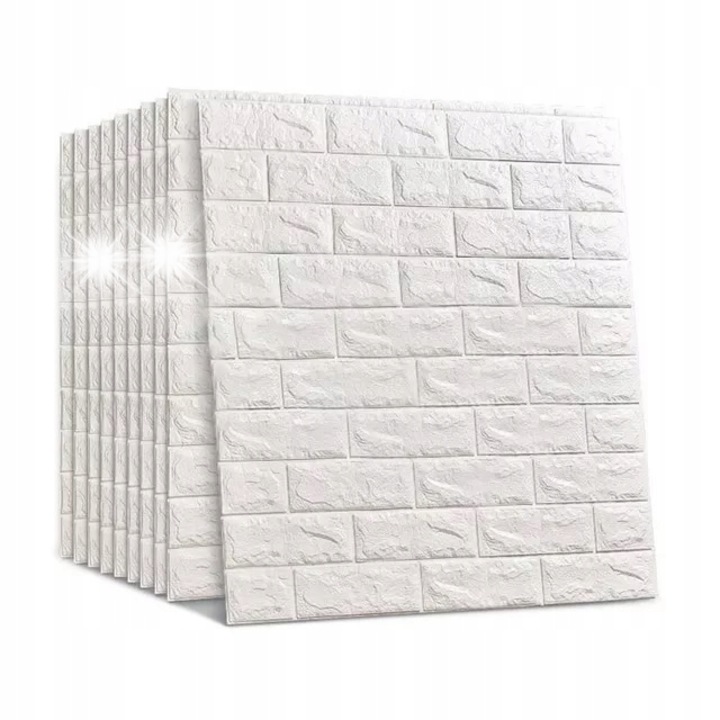 Set 10 panouri decorative 3D, alb, 77x70cm, pianka polietilenowa