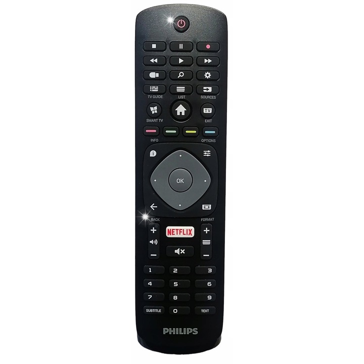 Универсално дистанционно Philips за Smart LED/4K телевизор, черно, 18x4.6x2.3см, комплект с инструкции