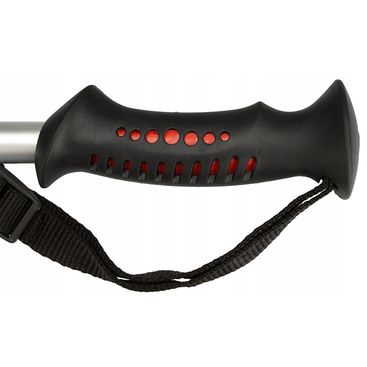 Kij trekkingowy Abbey, 63-135cm, aluminiu 6061, sistem Anti-Shock, gri/silver, unisex, set cu taleriki pentru zapada