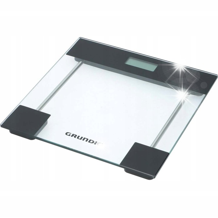 Grundig цифров кантар за тяло, закалено стъкло, 180 кг, 28x28x2 см, голям LCD екран