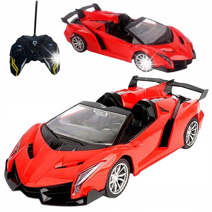 RC Lamborghini Cabrio autó 1:18, piros, LED fénnyel, teljes készlet