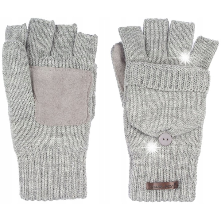 Manusi de iarna fara degete Starling, pentru femei si barbati, XL, gri