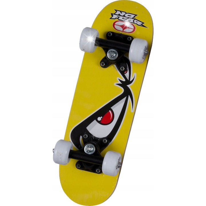 Mini skateboard NO FEAR 43x12,7cm, 9 straturi, galben, pentru copii