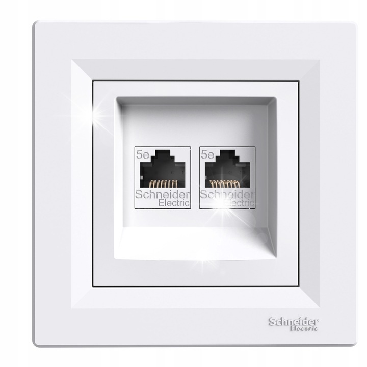 Компютърен контакт Asfora 2xRJ45 cat.5e, бял, тънък монтаж