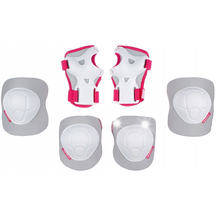 Set protectii pentru copii Nijdam, genunchiere, cotiere, protectii pentru incheieturi, alb, marimea L