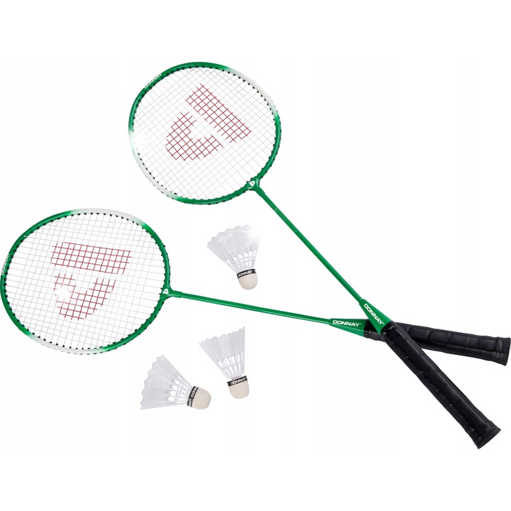 Badminton szett Donnay 2x ütő, 3x labda, zöld, uni