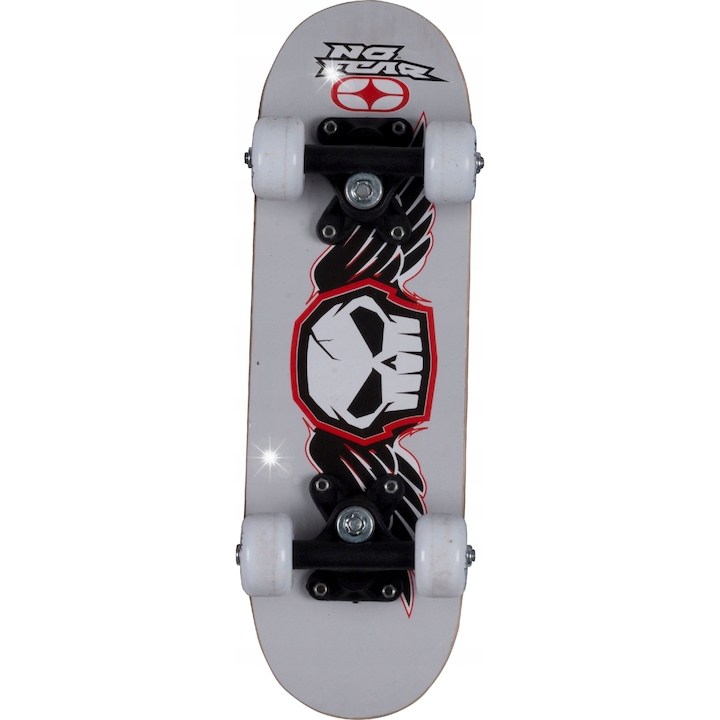 Mini deskorolka pentru copii NO FEAR 43x12,7cm alb, 9 straturi, greutate maxima 50kg