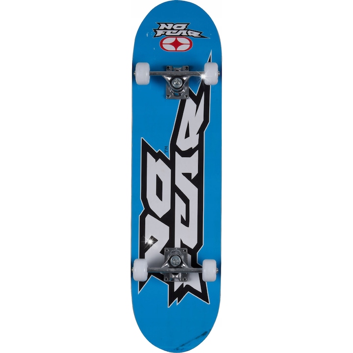 Deskorolca clasica din lemn NO FEAR 79cm, nuante de albastru, 9 straturi, truckuri din aluminiu
