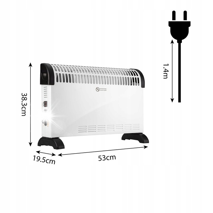 Convector electric NEO TOOLS 2000W, termostat, 3 trepte, 90x155cm
