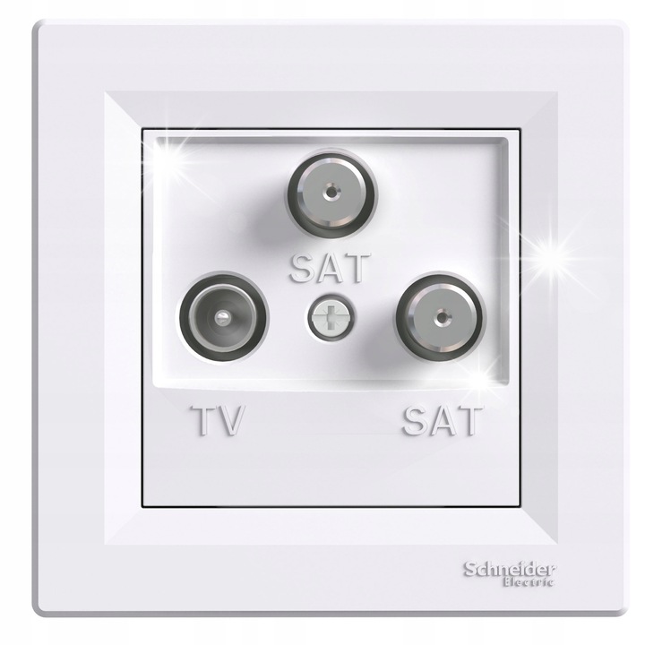 Gniazdo TV-SAT-SAT Asfora, 1dB, alb, 83x83x42mm