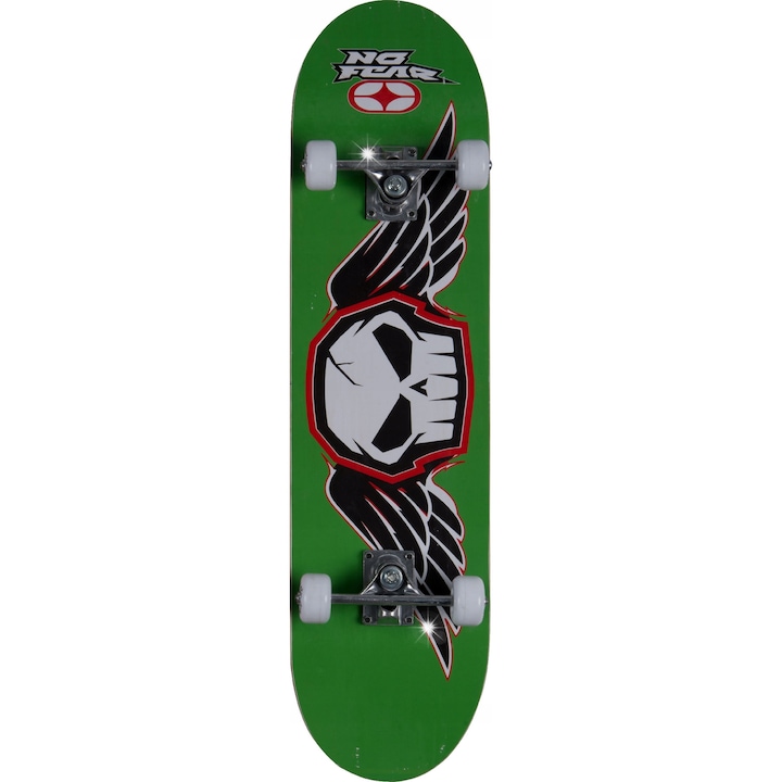 Deskorolca clasica din lemn 79cm, NO FEAR, verde, 9 straturi, 50kg max.