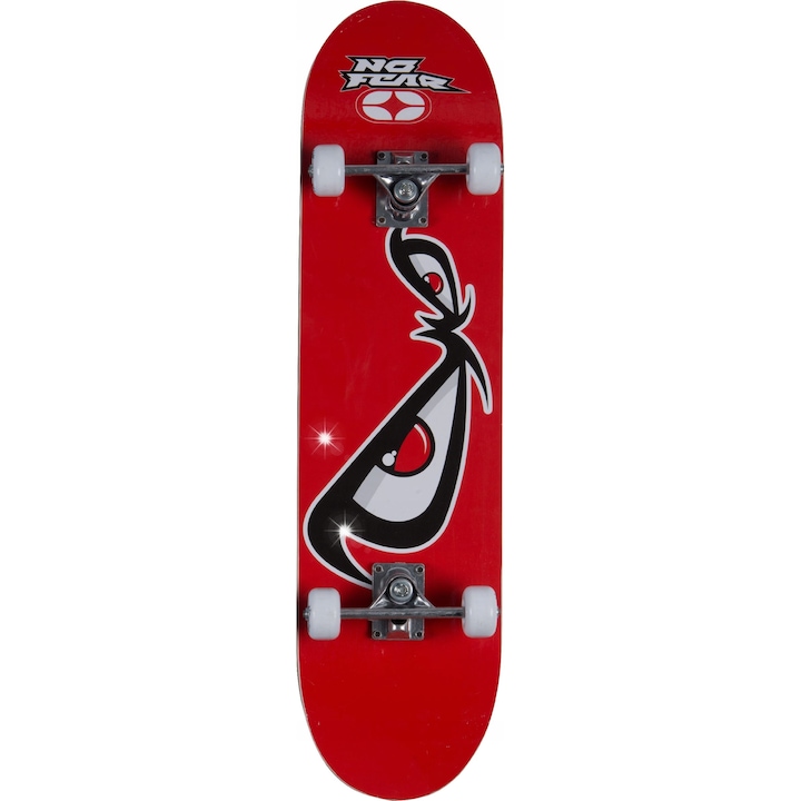 Deskorola clasica din lemn 79cm, NO FEAR, rosu, 9 straturi, 50kg