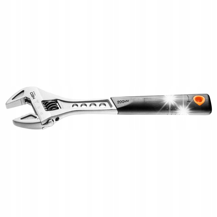 Cheie reglabila NEO 200 mm, 0-29 mm, din otel crom-vanadiu, maner ergonomic