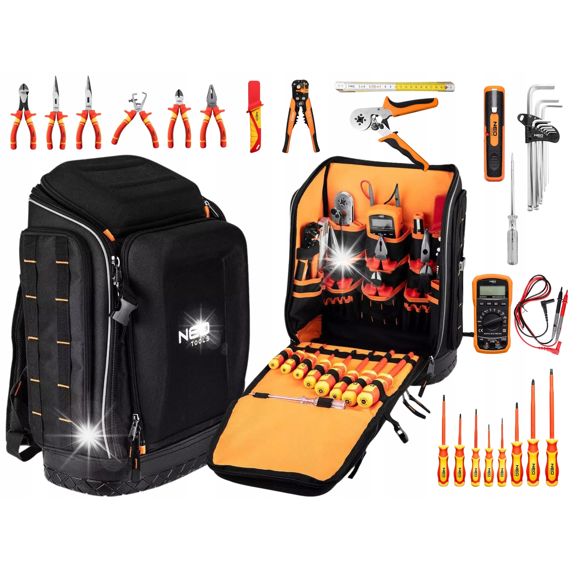 Rucsac electrician 31 el., Neo Tools, izolat la 1000V, set complet