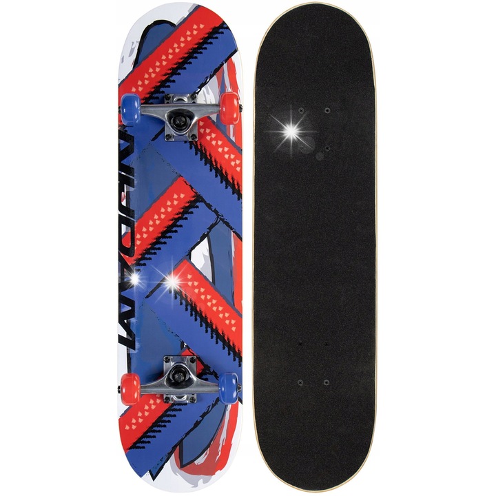 Deskorolca clasica din lemn 8-strat Nijdam, rosie, 79x20cm, unisex, pentru copii