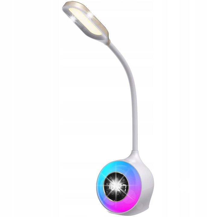 Lampa LED de birou, ELECTRONICA 4U, alb, 3 niveluri de intensitate, RGB, 12,9x12,6x25,9cm