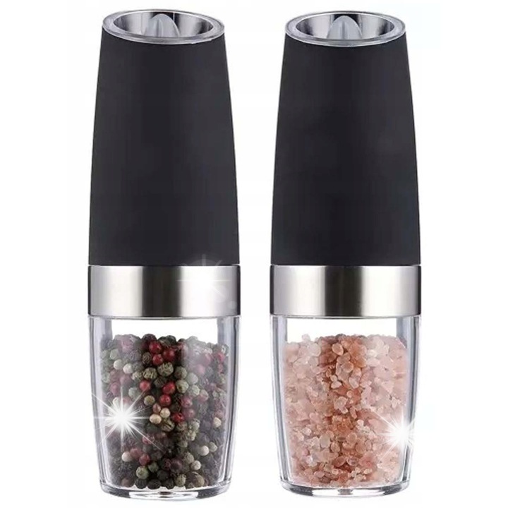 Rasnita electrica gravitationala, set 2 buc, Ruhhy, ceramic, LED, 5x20cm