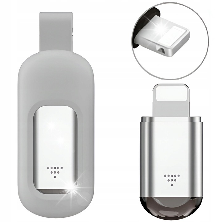 Мини инфрачервено дистанционно управление тип Lightning, съвместимо с iPhone, сребристо, компактно, със силиконов калъф