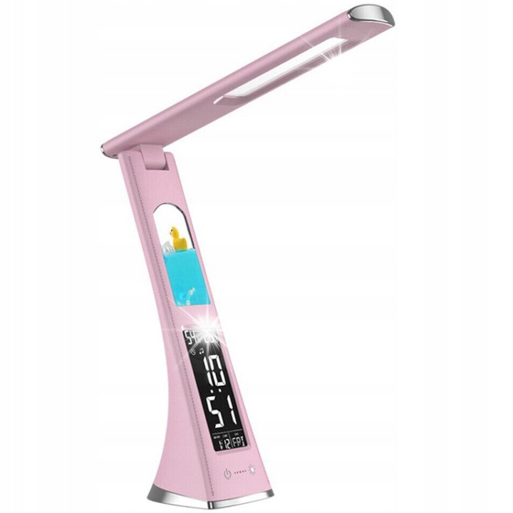 Сгъваема LED лампа с екран, ELECTRONICA 4U, розова, 3 нива на яркост, батерия 1200mAh, 30,5x7,5x9,5см