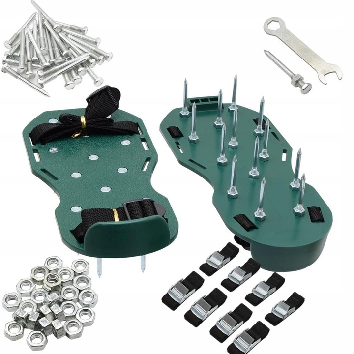 Aerator de gazon ADGO, set 2 buc, 26 colti metalici, verde, 30x13,5x7,5cm