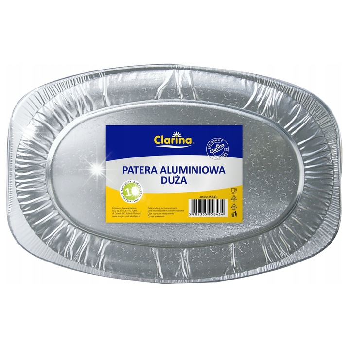 Овална алуминиева тава, комплект от 10 броя, 56x37x2 см, за сервиране, Clarina