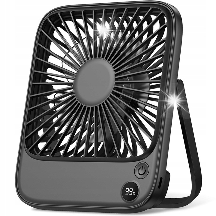 Ventilator mini birou TOPK K65, 4 viteze, negru, 13,4x16,5x3,8cm