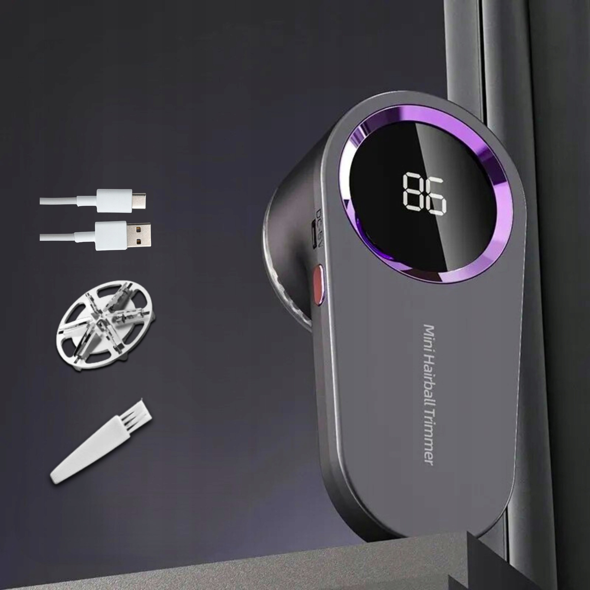 Razatoare pentru haine, 6 lame din inox, alimentare USB-C, gri