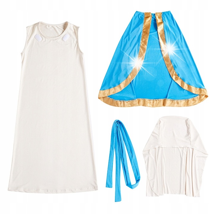 Costum Maria pentru copii, Korbi, set complet, alb cu albastru, 110-116 cm