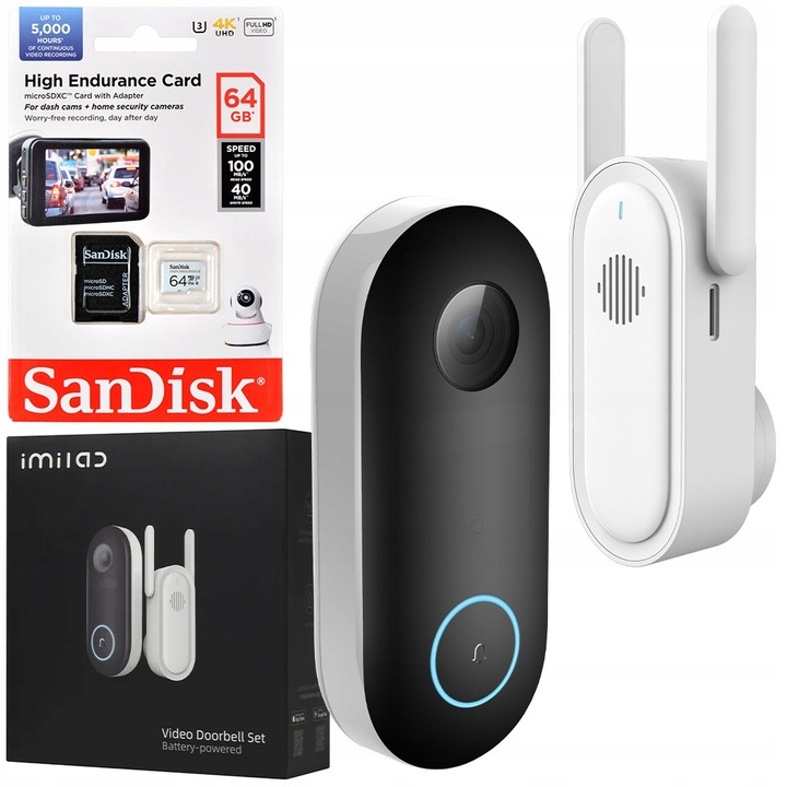 Sonerie video Imilab, 4 MP FHD, IP68, alb, set