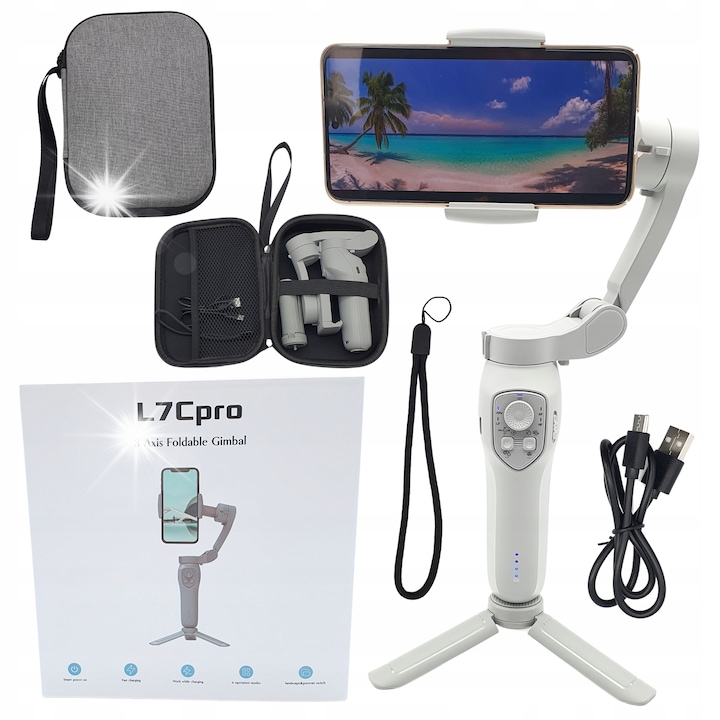 Stabilizator de imagine Gimbal L7Cpro, 3 axe, functii automate, mic, usor