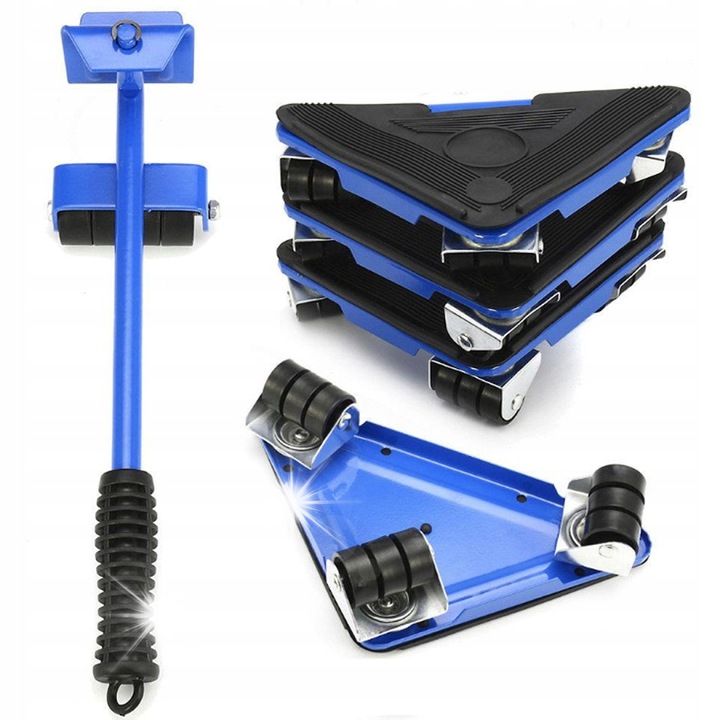 Set 5 piese pentru transportul mobilierului, Korbi, 300 kg, role cu rulmenti, metal, compact