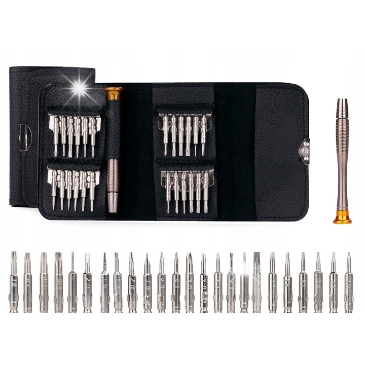 Комплект 25 в 1 прецизни отвертки, ME Premium, 24 накрайника, компактен калъф