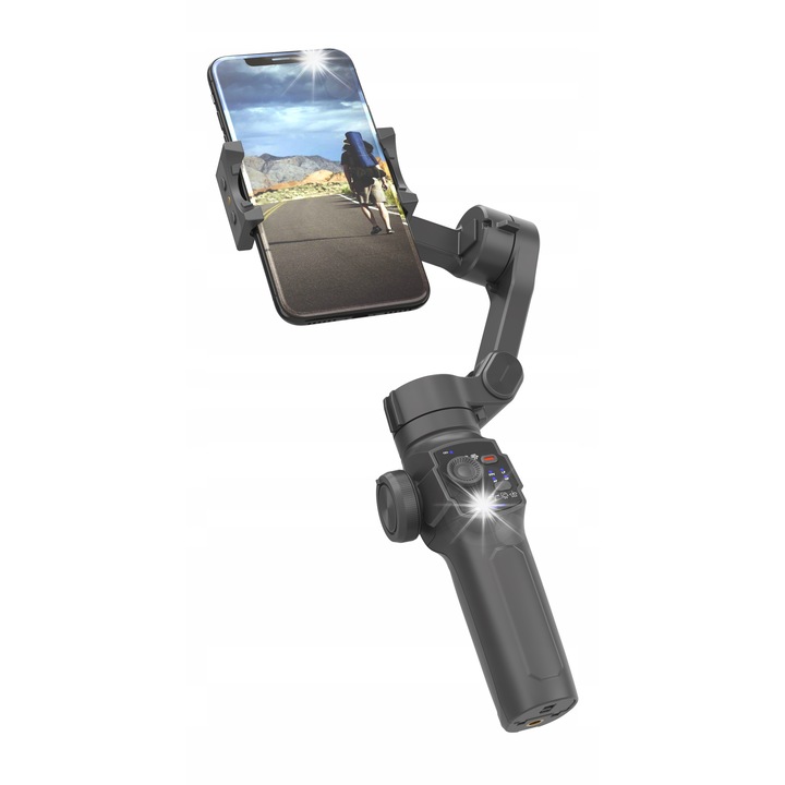 L9 3 tengelyes képstabilizátor kihúzható állvánnyal, 2600mAh, 16.4x11x5.4cm, 27.8x13.6x7.6cm