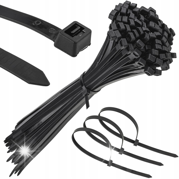 Coliere de cablu, Vorfal, 8.8x500mm, set 100 buc, culoare neagra