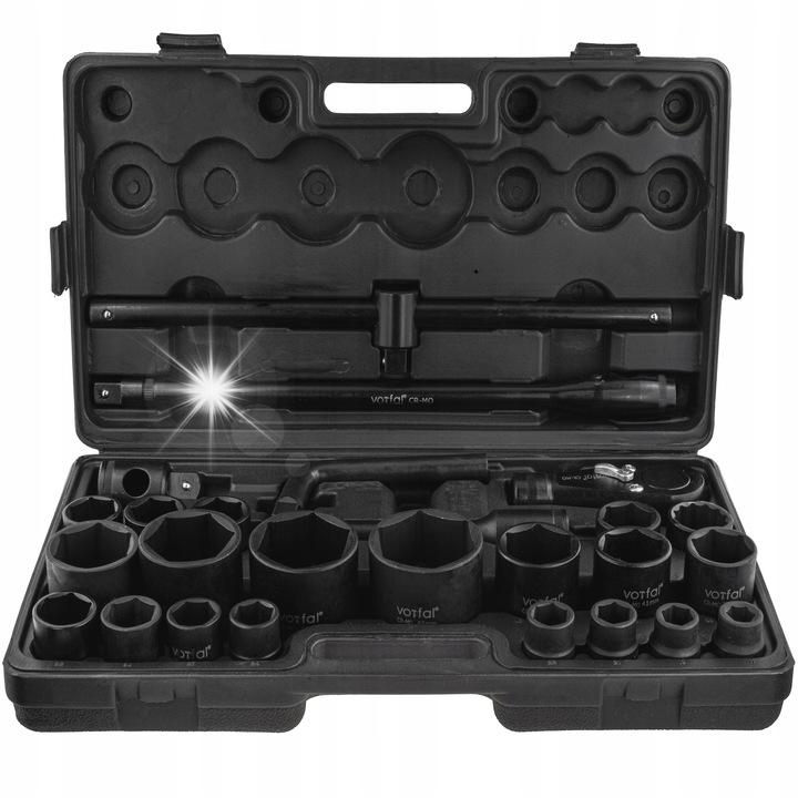 Set chei tubulare de impact pentru roti, 3/4" si 1", Vorfal, 26 piese, 19 kg