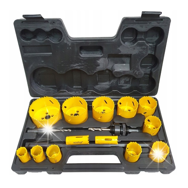 Set profesional de burghie bi-metal Vorfal, 17 piese, adaptor si valiza