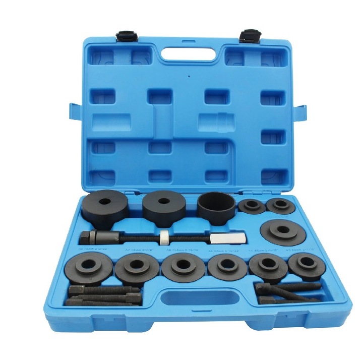 Set scule Falcon pentru extragerea rulmentilor, 19 elemente, 9 discuri, 3 tuburi, 6 suruburi