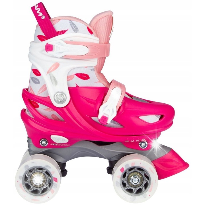 Регулируеми ролери за деца, Nijdam, 33-36, розови, комплект с 2 шестограмни ключа