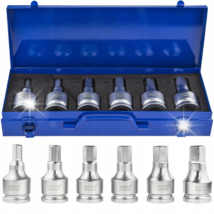 Set chei imbus HEX 3/4", Vorfal, dimensiuni 14-23 mm, lungime 60 mm, cutie metalica