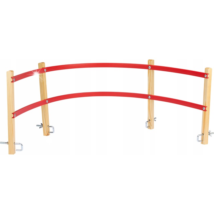 Oparcie pentru sanie din lemn Nijdam, 97x26cm, nuanta de maro/bej, set 4 stalpi, 2 curele