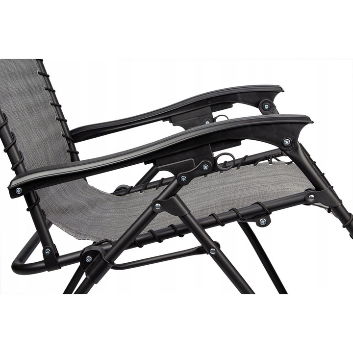 Abbey kempingszék, Chaise Longue IV, szürke, 90x65x112cm, 125kg