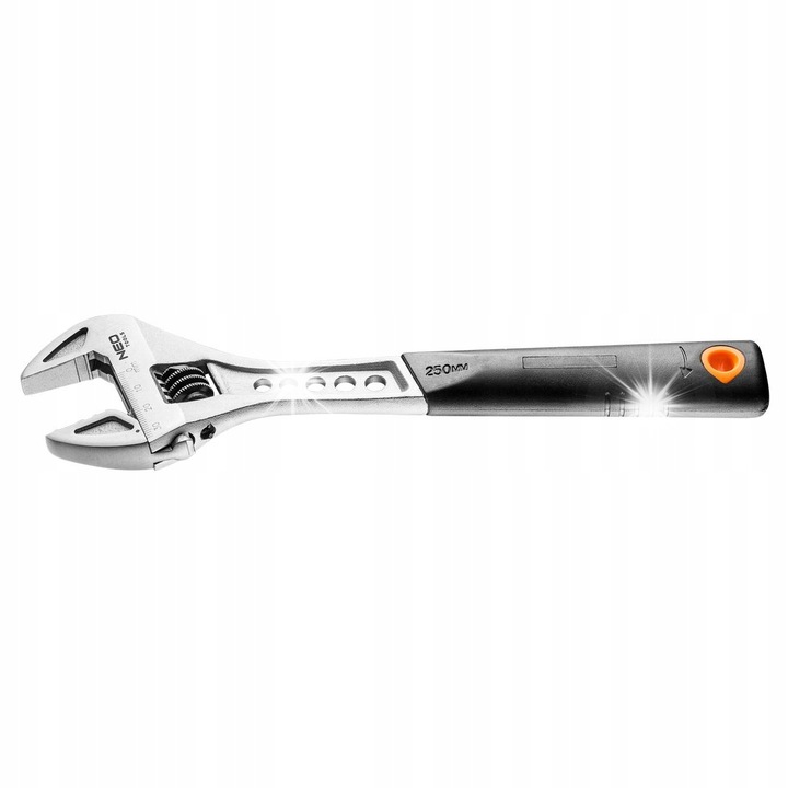 Cheie ajustabila Neo Tools 250mm, 0-32.8mm, maner ergonomic, din otel CrV